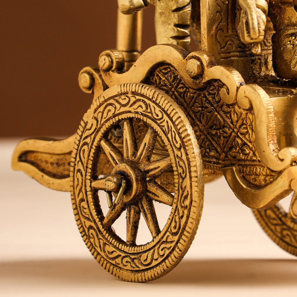 Brass Arjun And Krishna Rath (7.5 Inch) Vedansh Craft