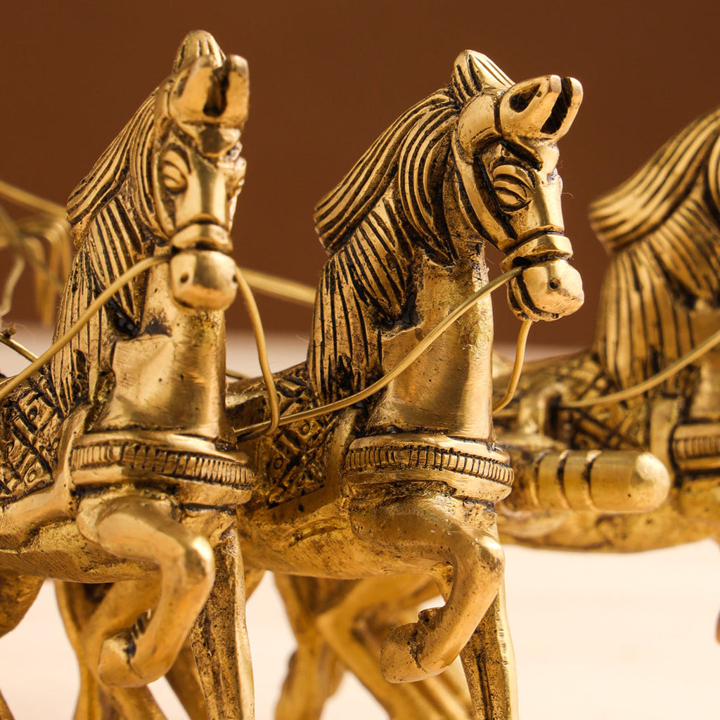 Brass Arjun And Krishna Rath (7.5 Inch) Vedansh Craft