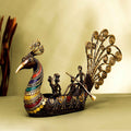 Brass Dhokra Peacock Five Men Boat (13 Inch) Vedansh Craft