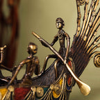 Brass Dhokra Peacock Five Men Boat (13 Inch) Vedansh Craft