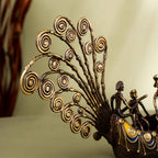 Brass Dhokra Peacock Five Men Boat (13 Inch) Vedansh Craft