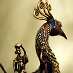 Brass Dhokra Peacock Five Men Boat (13 Inch) Vedansh Craft