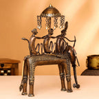 Brass Dhokra Three Monkey Elephant Statue (17.5 Inch) Vedansh Craft