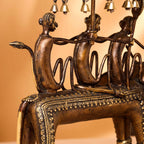 Brass Dhokra Three Monkey Elephant Statue (17.5 Inch) Vedansh Craft