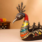 Brass Dhokra Peacock Nine Men Boat (15.5 Inch) Vedansh Craft