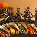 Brass Dhokra Peacock Nine Men Boat (15.5 Inch) Vedansh Craft