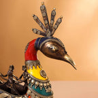 Brass Dhokra Peacock Nine Men Boat (15.5 Inch) Vedansh Craft
