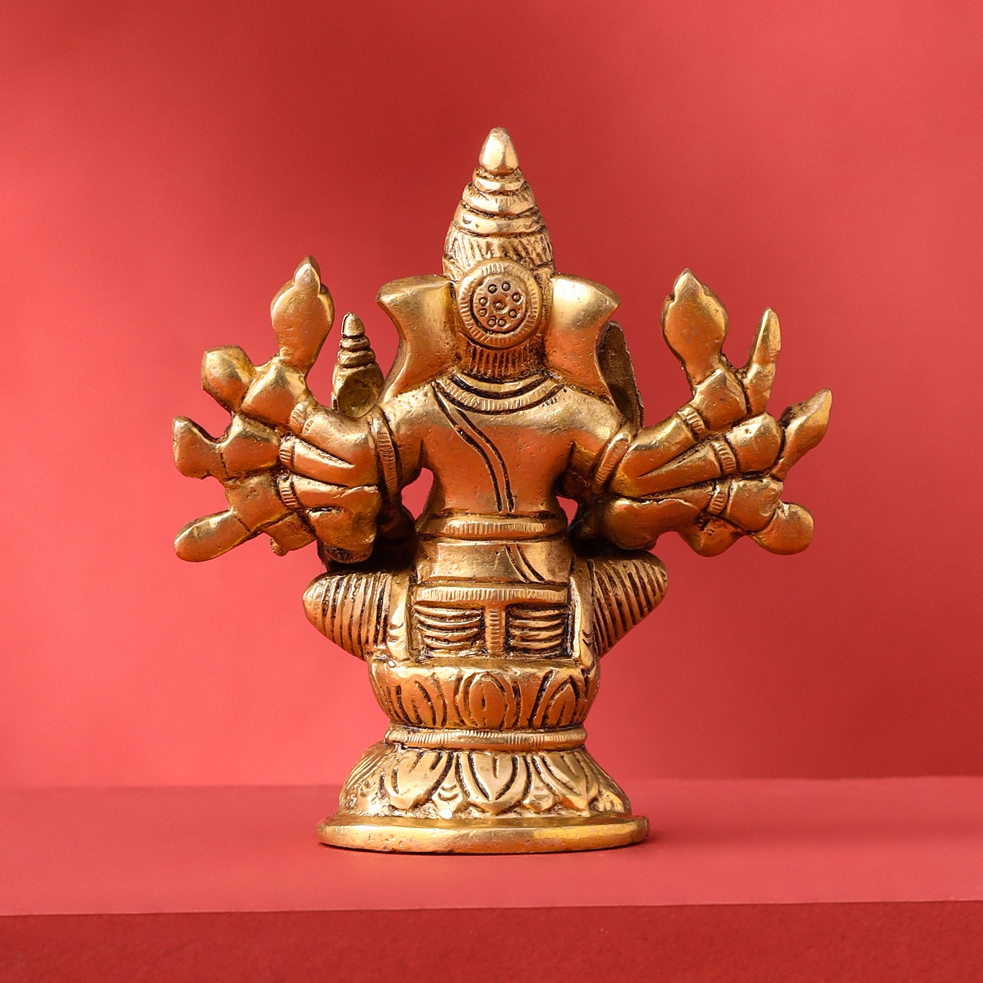 Brass Ganesha With Riddhi Siddhi Idol (4 Inch) Vedansh Craft