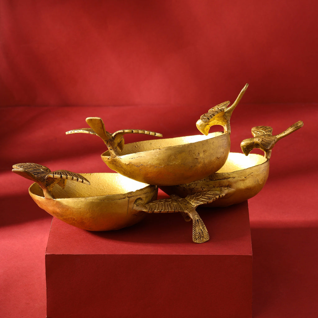 Brass Decorative Urli With Butterfly (6 Inch) Vedansh Craft