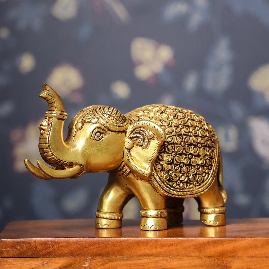 Brass Royal Elephant Statue (6 Inch) Vedansh Craft
