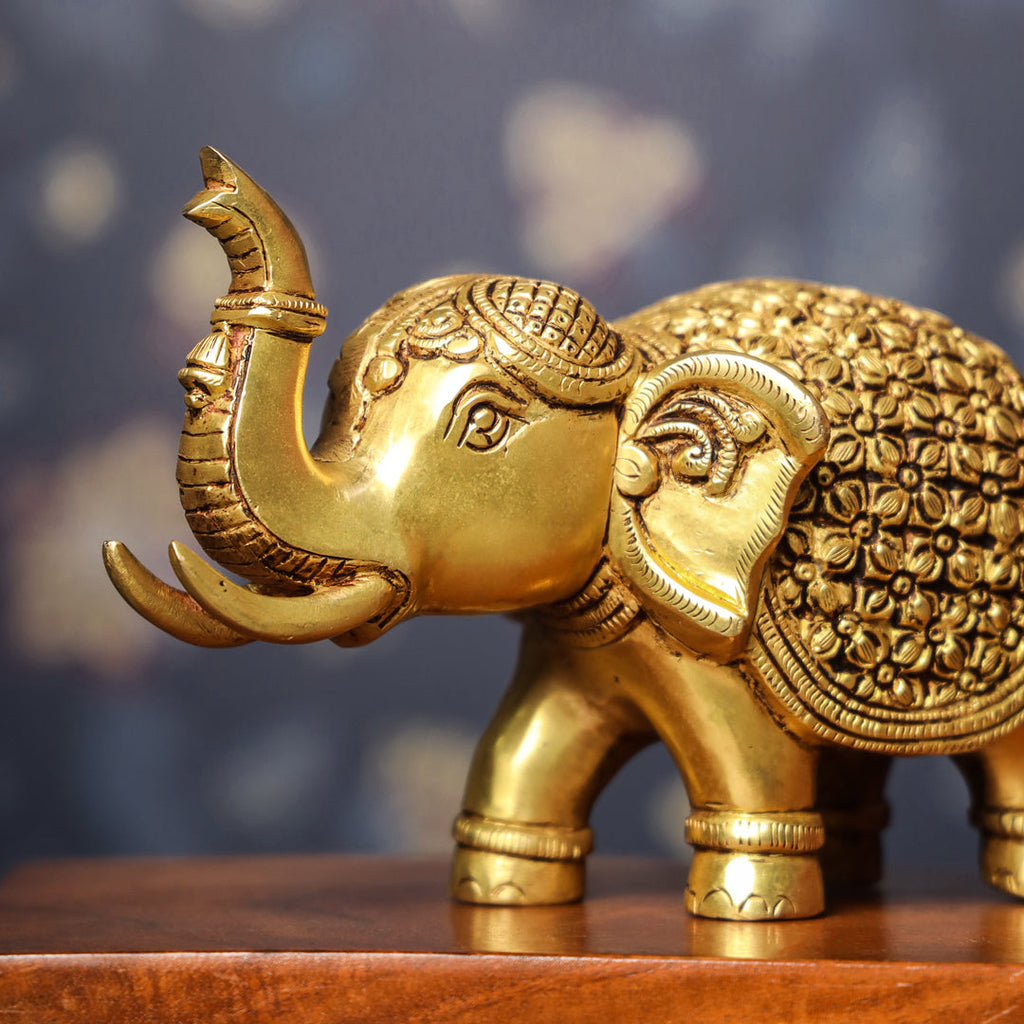 Brass Royal Elephant Statue (6 Inch) Vedansh Craft