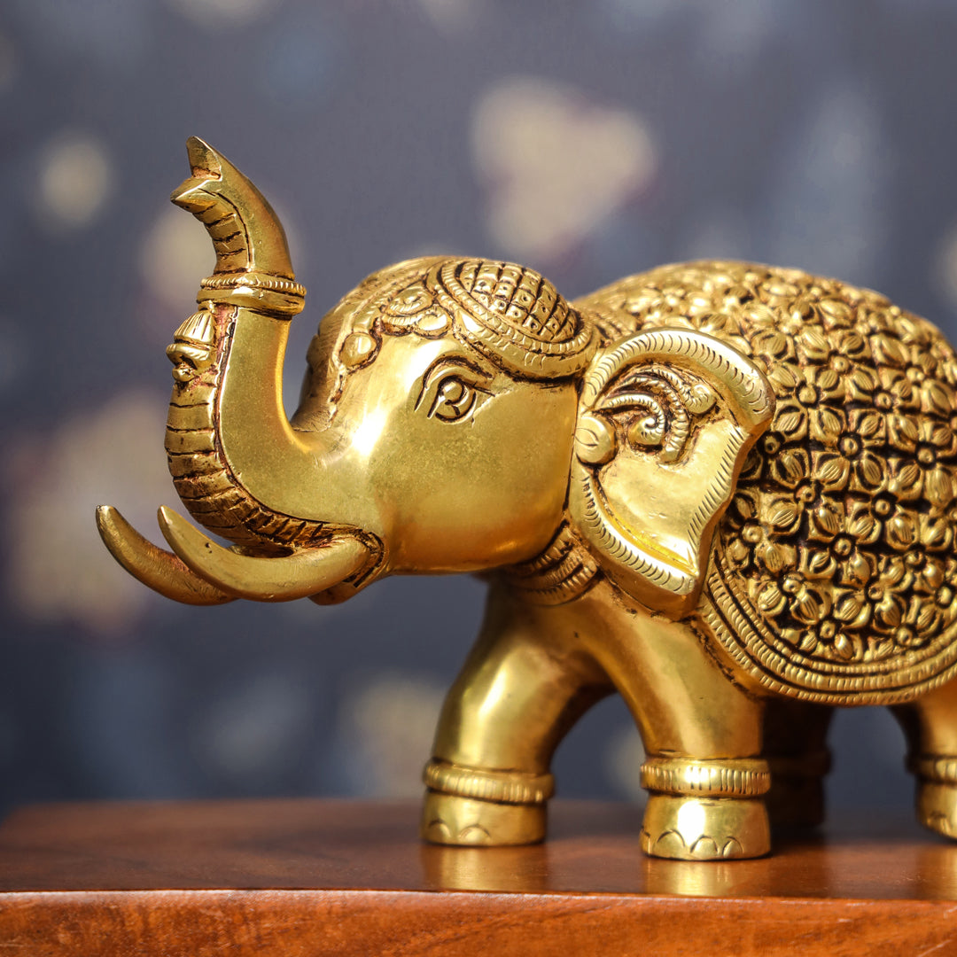 Brass Royal Elephant Statue (6 Inch) Vedansh Craft