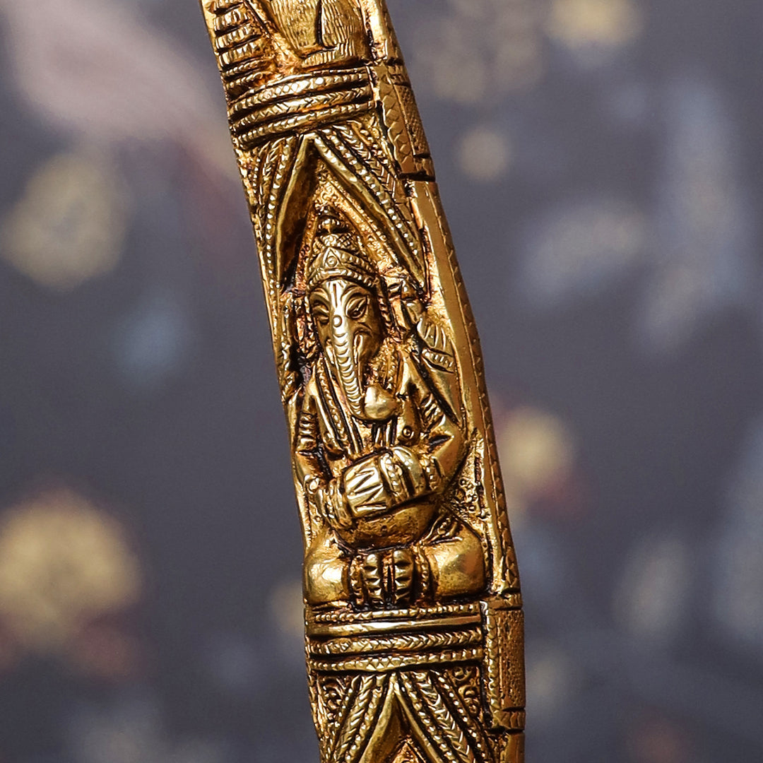 Brass Ganesha Design Elephant Tusk Set (12.5 Inch) Vedansh Craft
