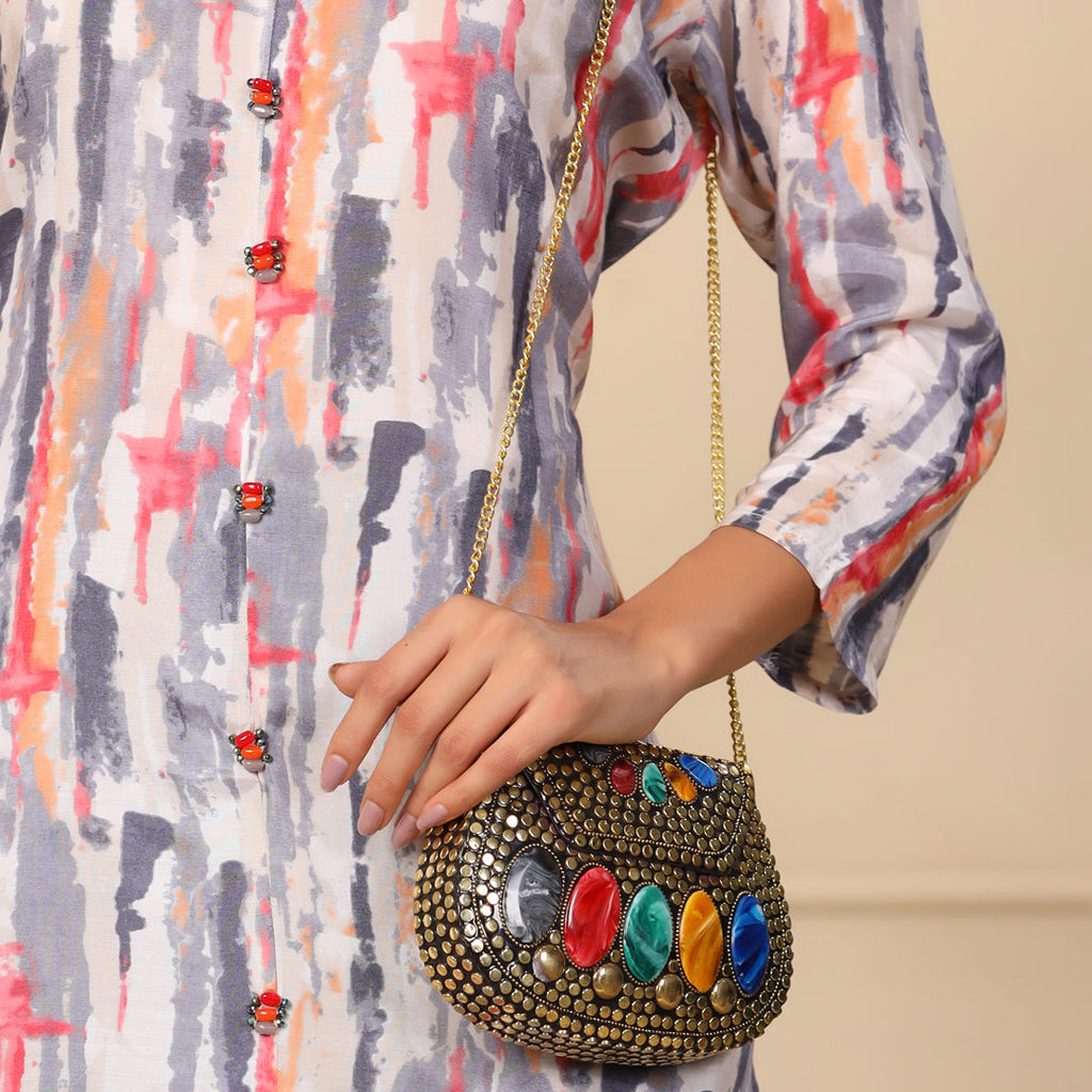 Mosaic Design Metal Sling Bag/Clutch (5 Inch) Vedansh Craft