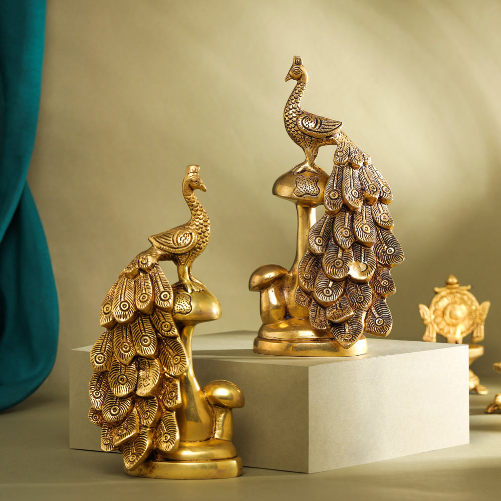 Brass Decorative Peacock Pair (8.5 Inch) Vedansh Craft