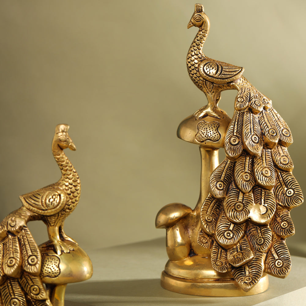 Brass Decorative Peacock Pair (8.5 Inch) Vedansh Craft