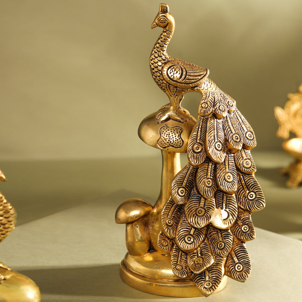 Brass Decorative Peacock Pair (8.5 Inch) Vedansh Craft