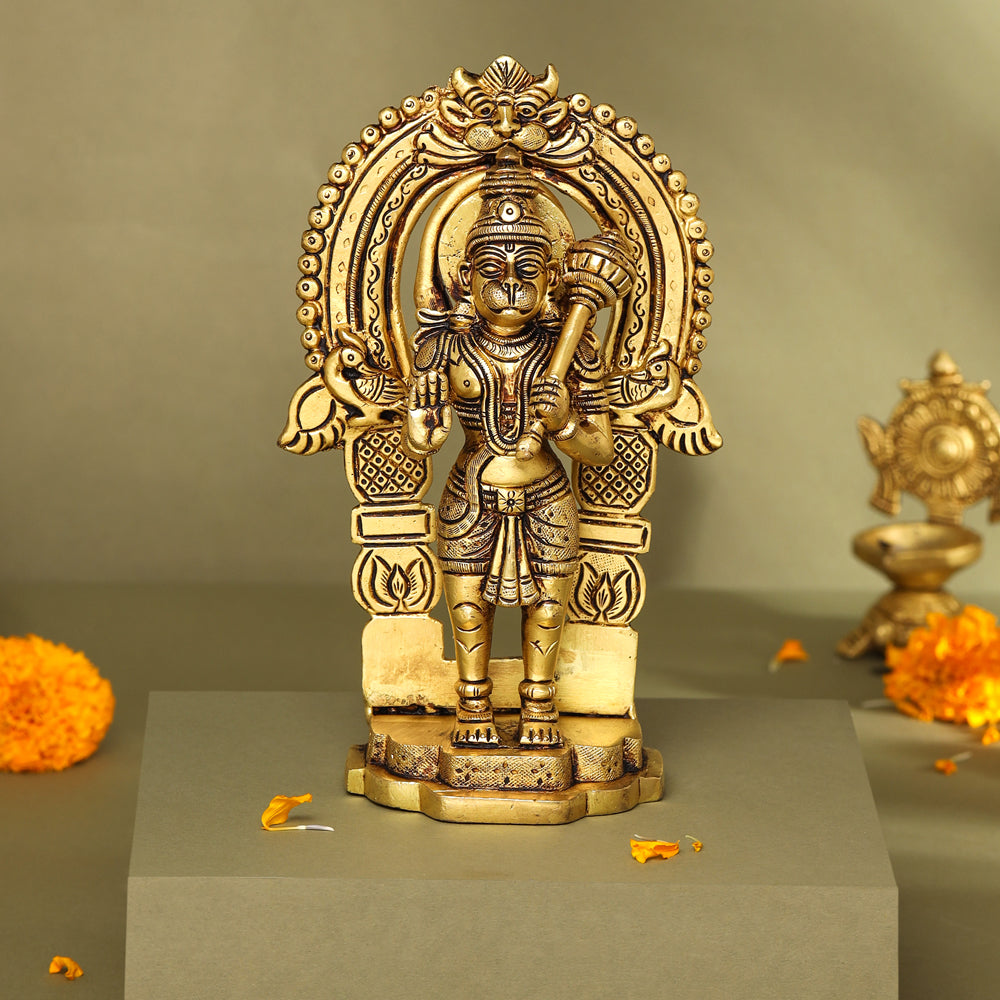 Brass Lord Standing Hanuman Frame Idol (8.5 Inch) Vedansh Craft