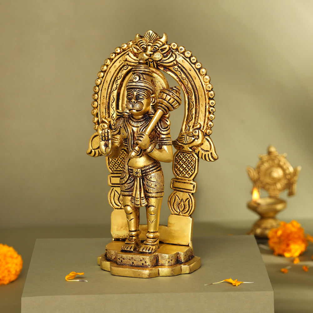 Brass Lord Standing Hanuman Frame Idol (8.5 Inch) Vedansh Craft