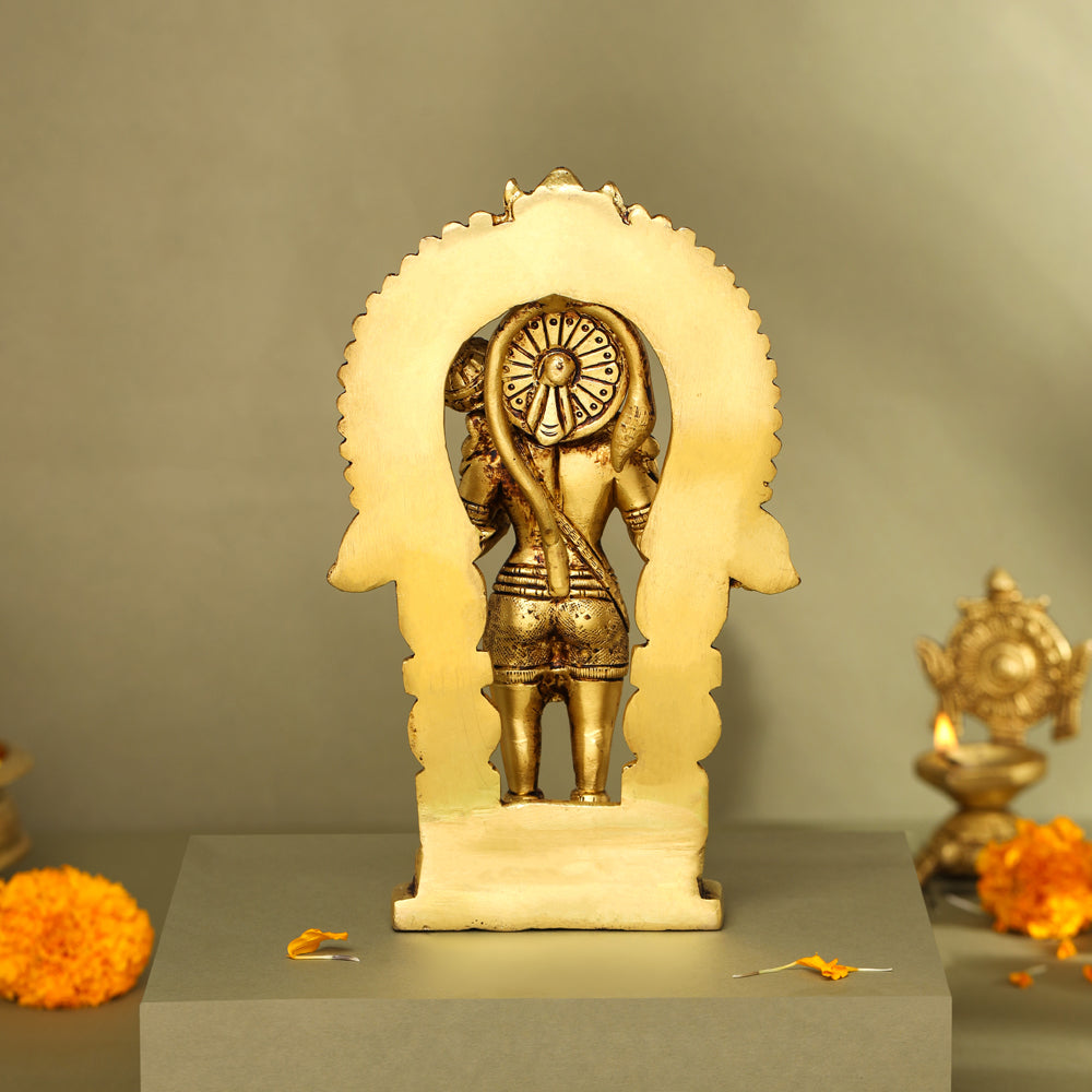 Brass Lord Standing Hanuman Frame Idol (8.5 Inch) Vedansh Craft