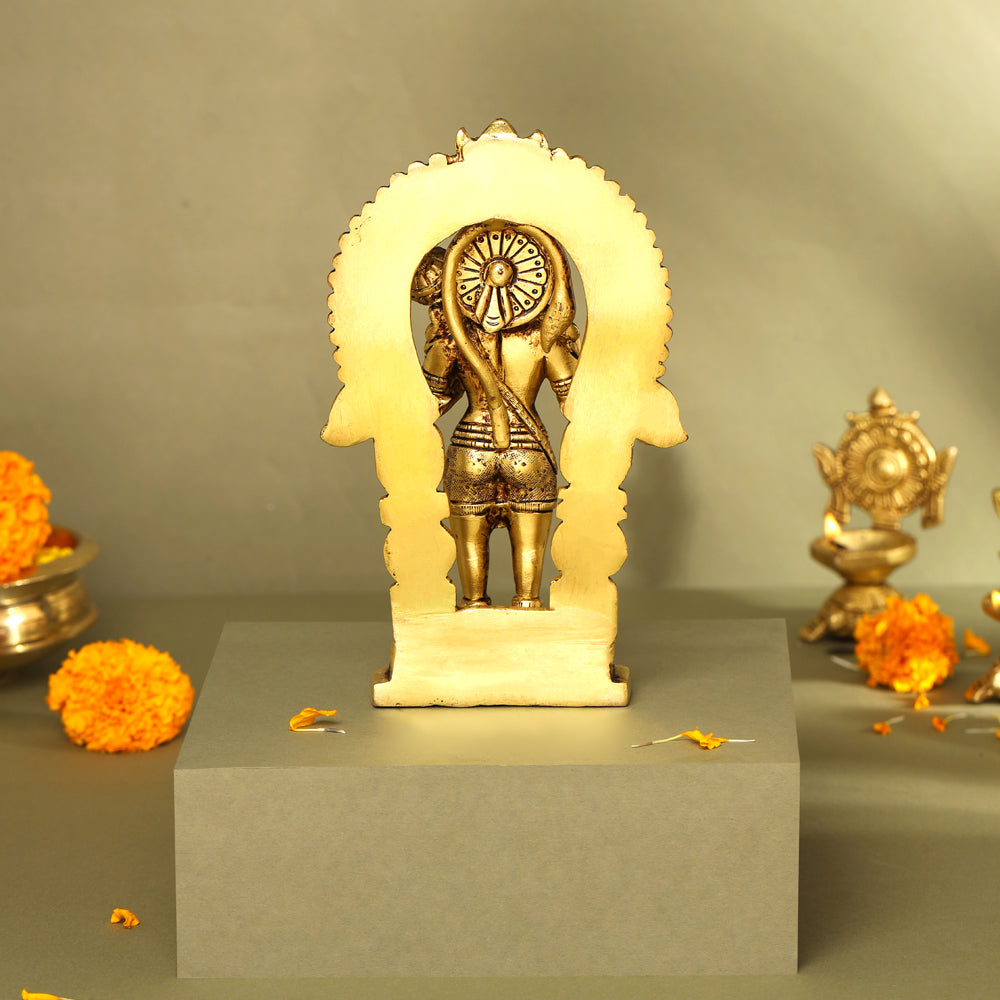 Brass Lord Standing Hanuman Frame Idol (8.5 Inch) Vedansh Craft