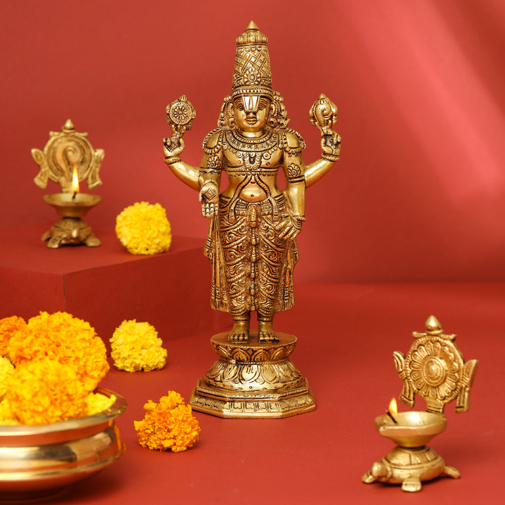 Brass Tirupati Balaji/Venkateshwar Idol (11.5 Inch) Vedansh Craft