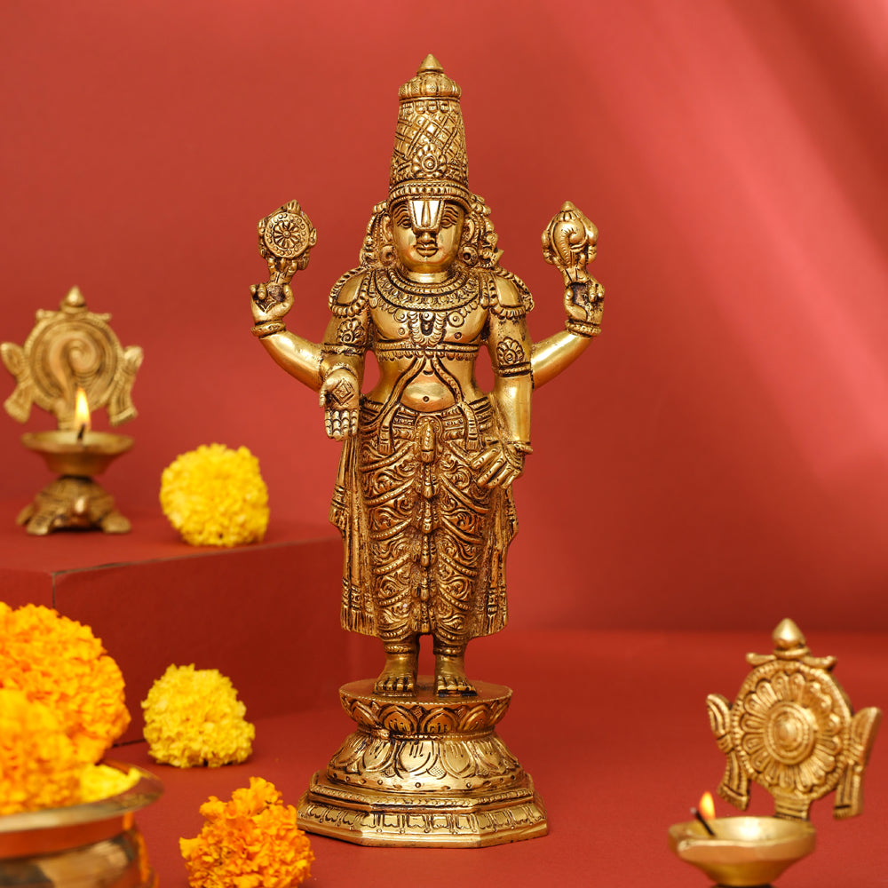 Brass Tirupati Balaji/Venkateshwar Idol (11.5 Inch) Vedansh Craft