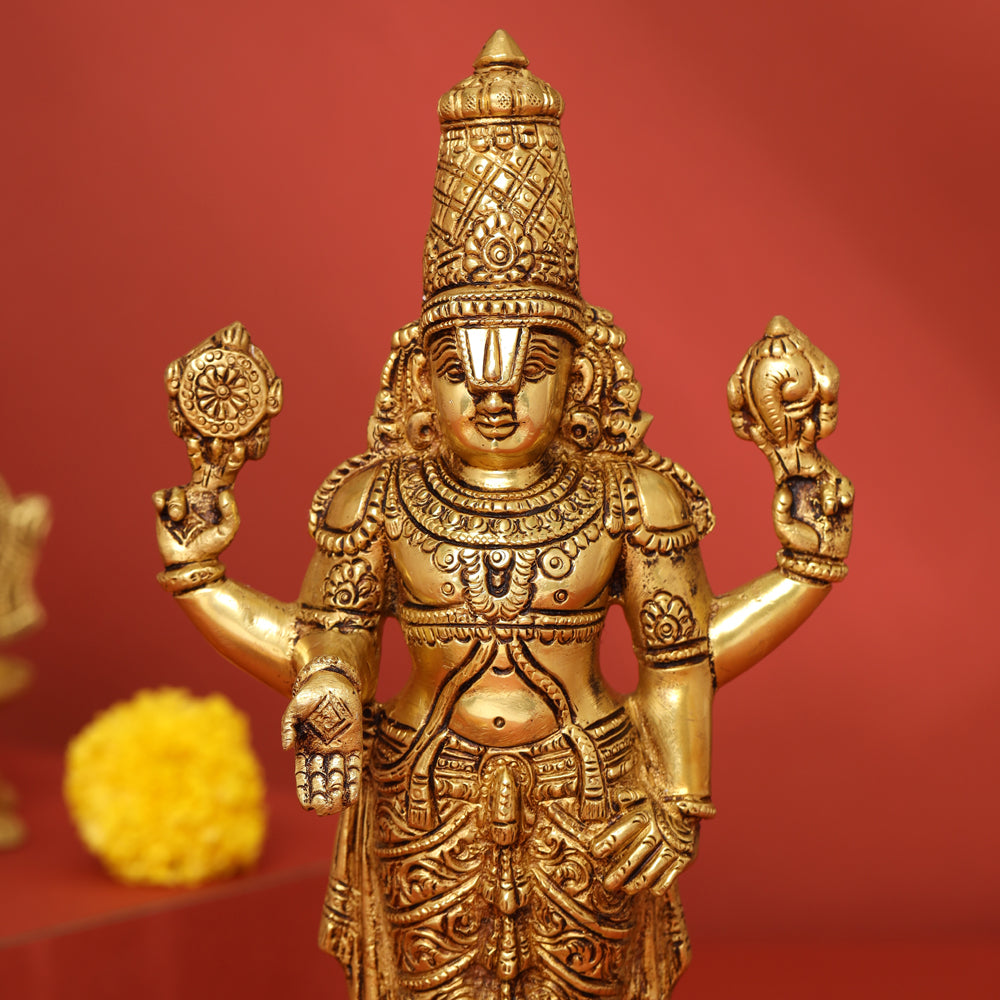 Brass Tirupati Balaji/Venkateshwar Idol (11.5 Inch) Vedansh Craft