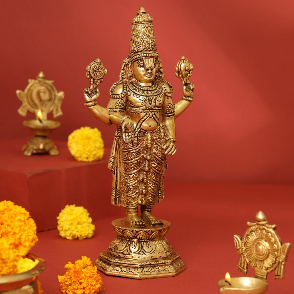 Brass Tirupati Balaji/Venkateshwar Idol (11.5 Inch) Vedansh Craft
