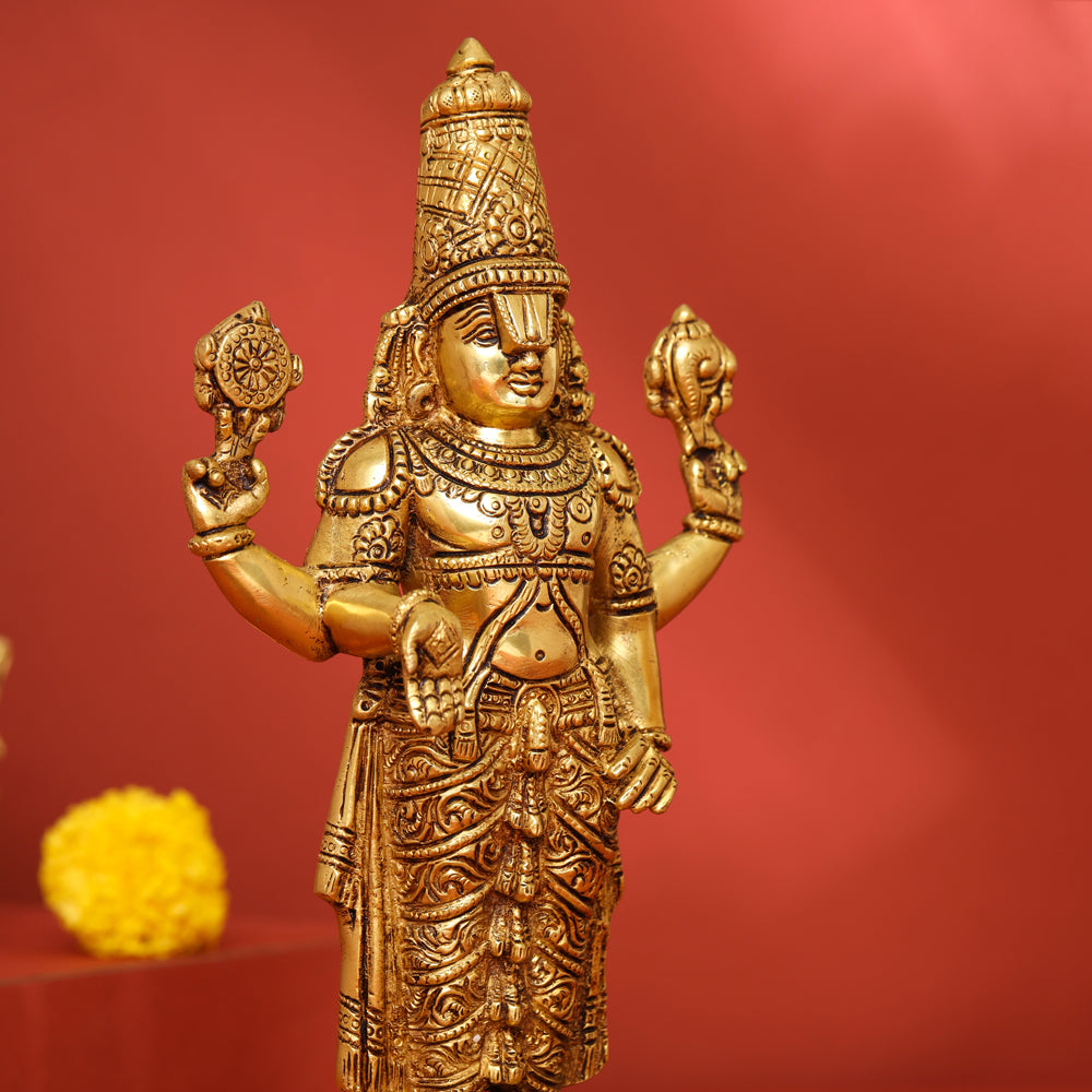 Brass Tirupati Balaji/Venkateshwar Idol (11.5 Inch) Vedansh Craft