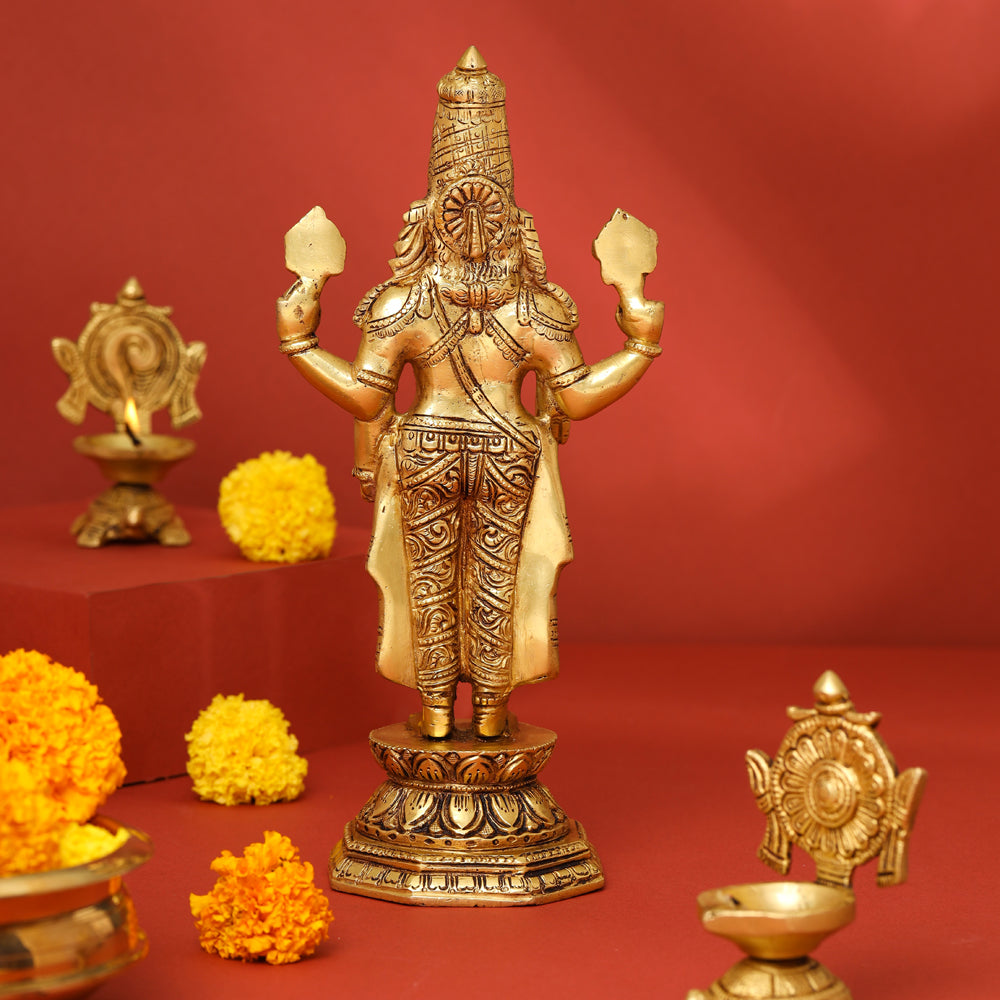 Brass Tirupati Balaji/Venkateshwar Idol (11.5 Inch) Vedansh Craft