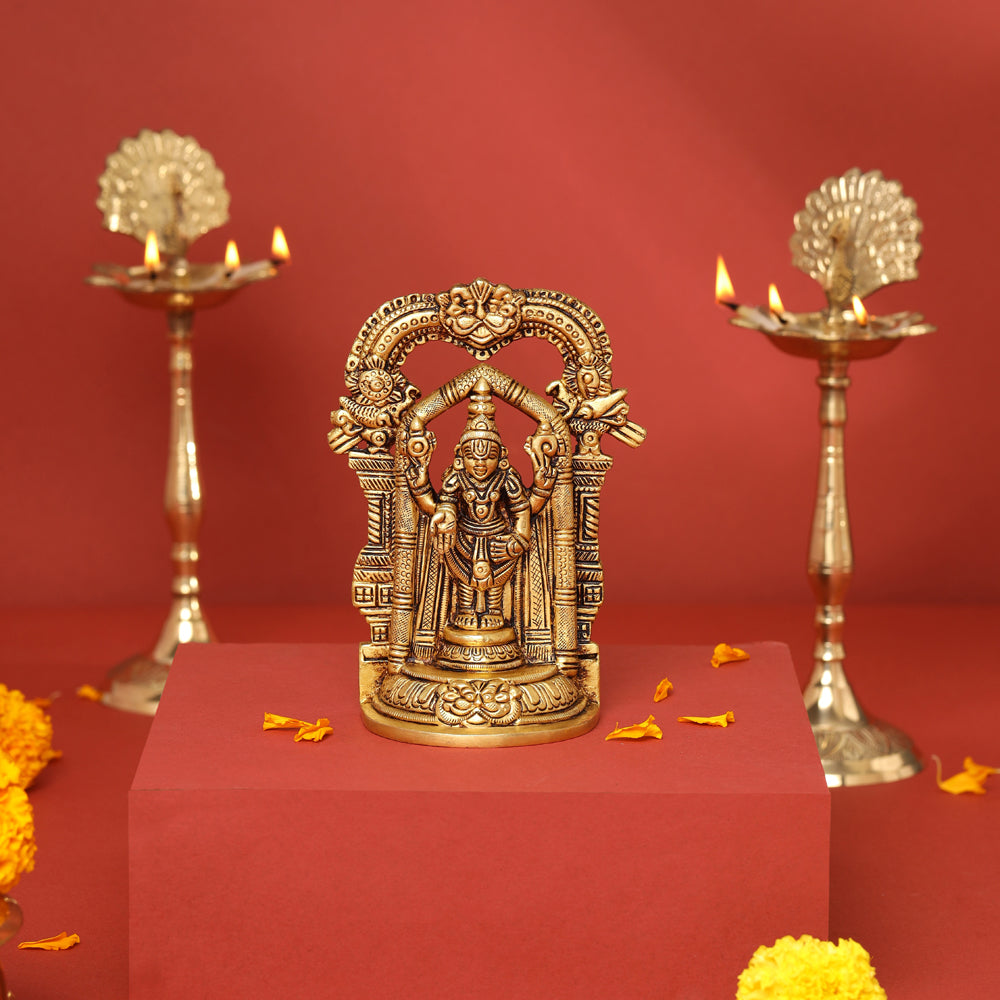 Brass Frame Tirupati Balaji/Venkateshwar Idol (5.5 Inch) Vedansh Craft