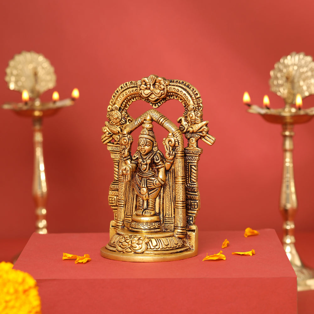 Brass Frame Tirupati Balaji/Venkateshwar Idol (5.5 Inch) Vedansh Craft