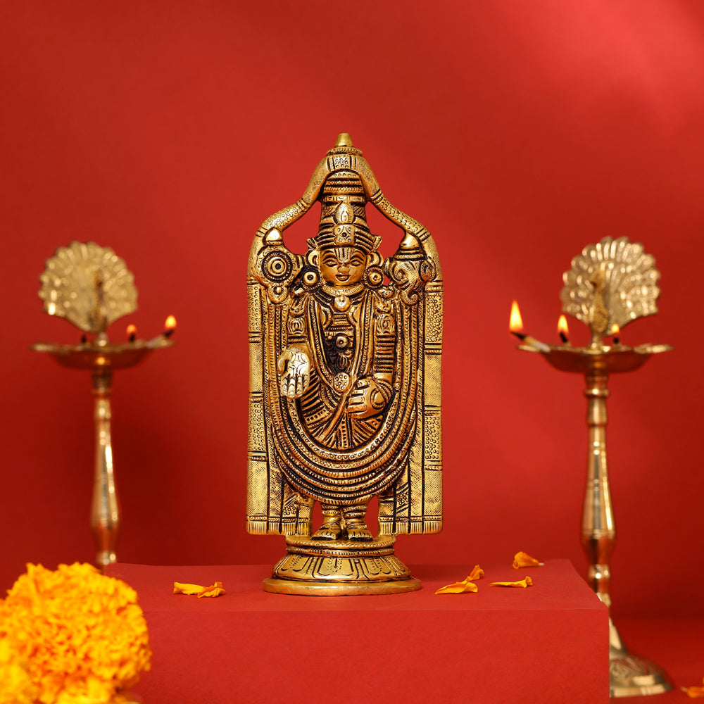 Brass Tirupati Balaji/Venkateshwar Idol (8 Inch) Vedansh Craft