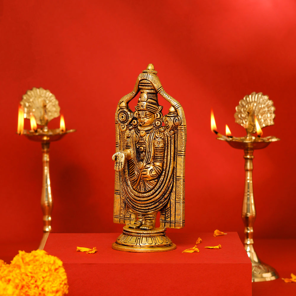 Brass Tirupati Balaji/Venkateshwar Idol (8 Inch) Vedansh Craft