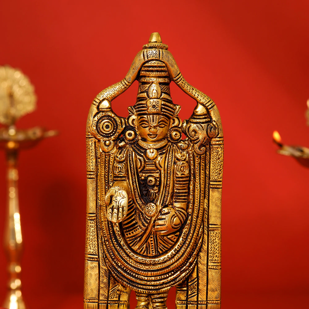 Brass Tirupati Balaji/Venkateshwar Idol (8 Inch) Vedansh Craft