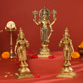 Brass Lord Balaji with Sri Devi and Bhudevi Idols Set Vedansh Craft
