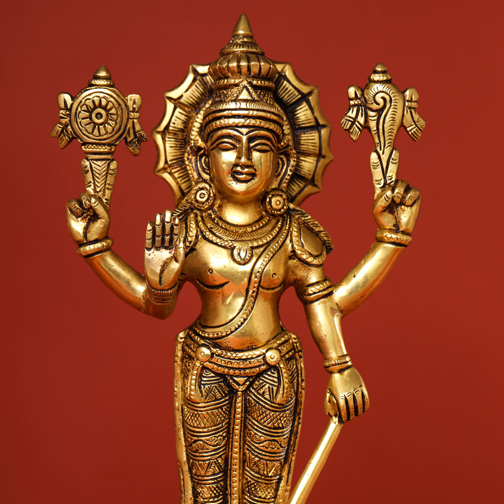Brass Lord Balaji with Sri Devi and Bhudevi Idols Set Vedansh Craft