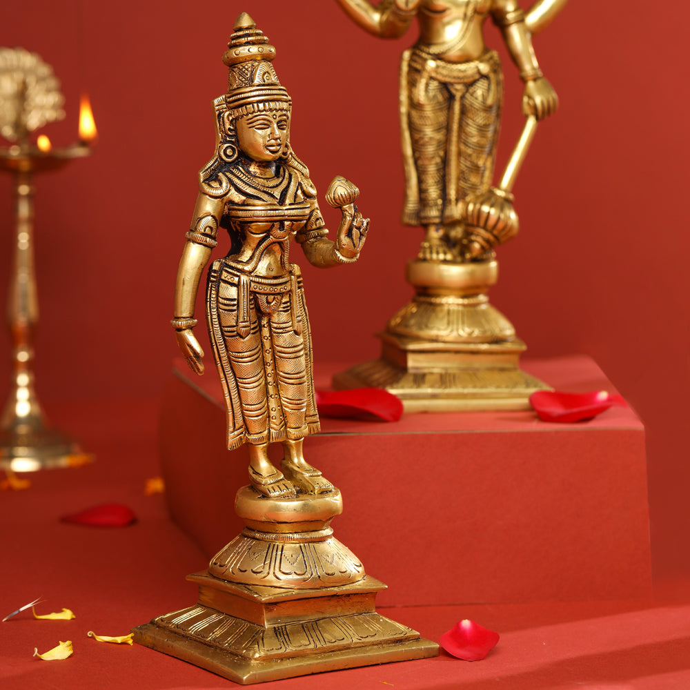 Brass Lord Balaji with Sri Devi and Bhudevi Idols Set Vedansh Craft
