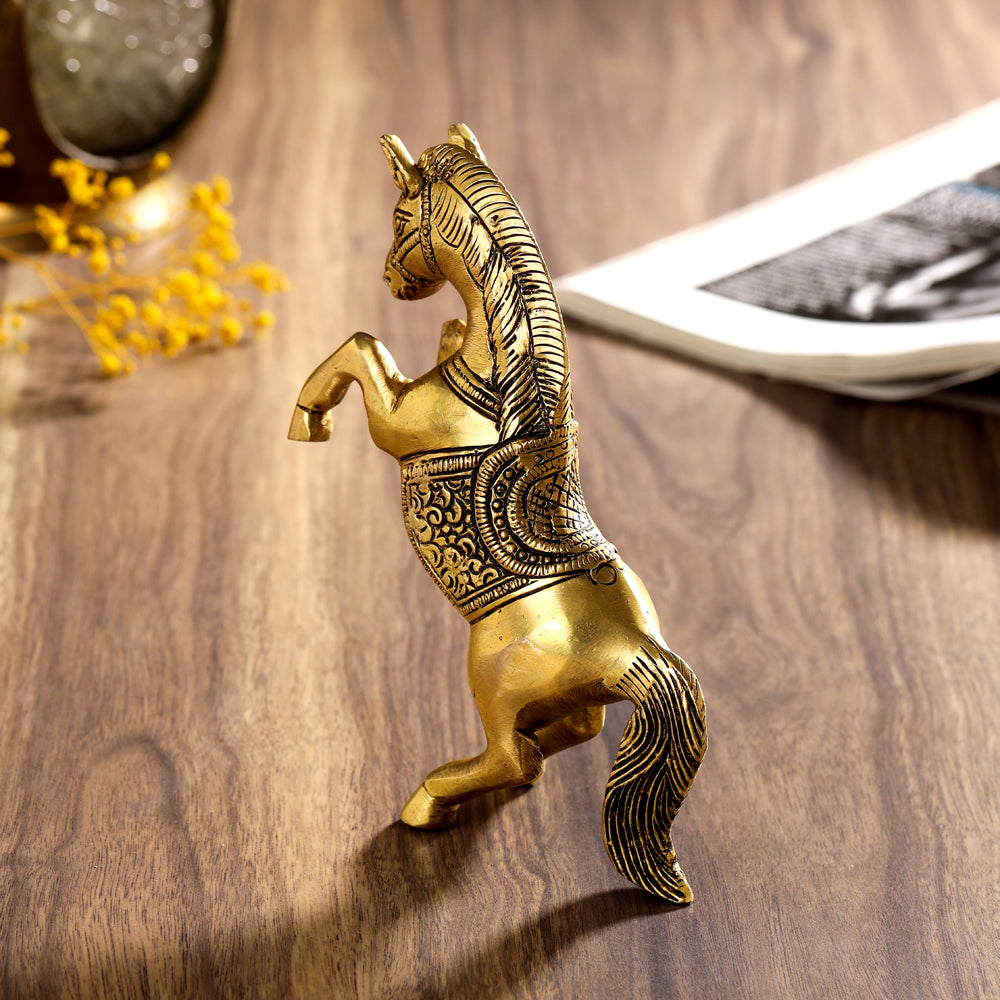 Brass Jumping Horse Statue (5.5 Inch) Vedansh Craft