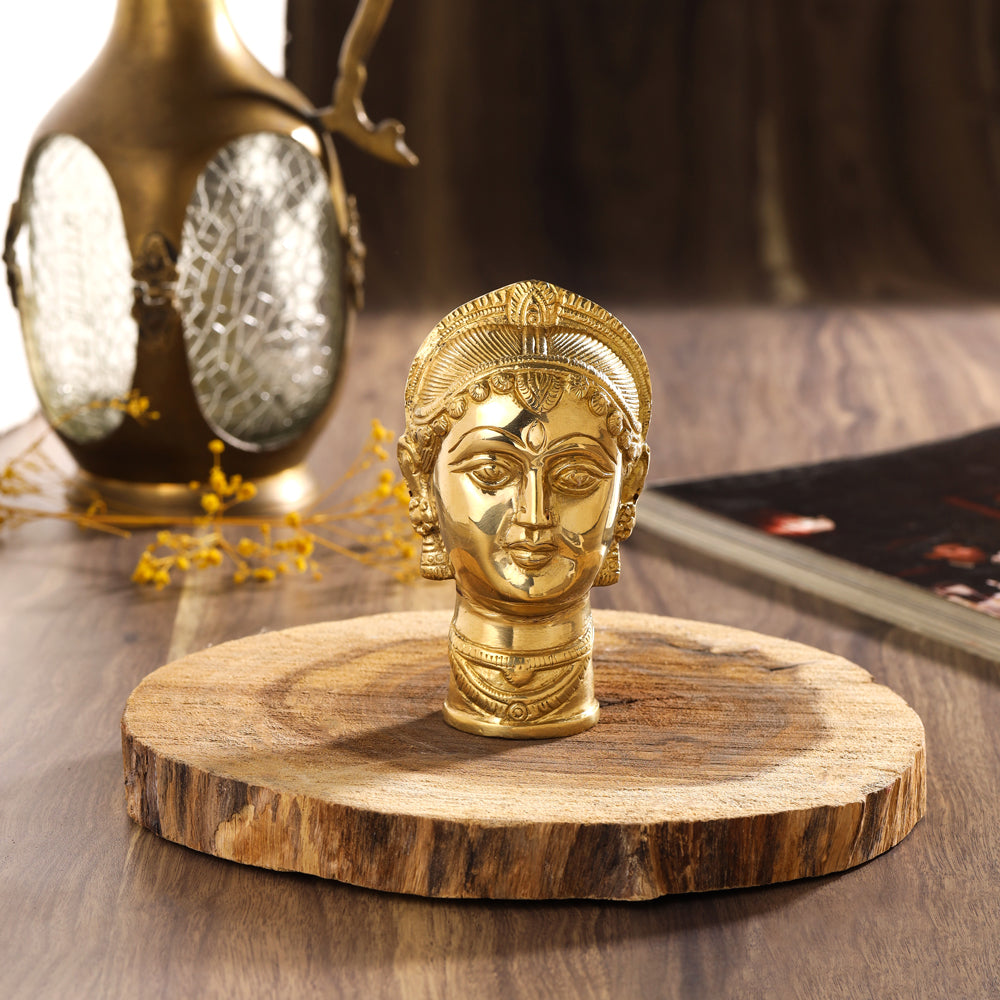 Brass Goddess Parvati Head Idol (5 Inch) Vedansh Craft