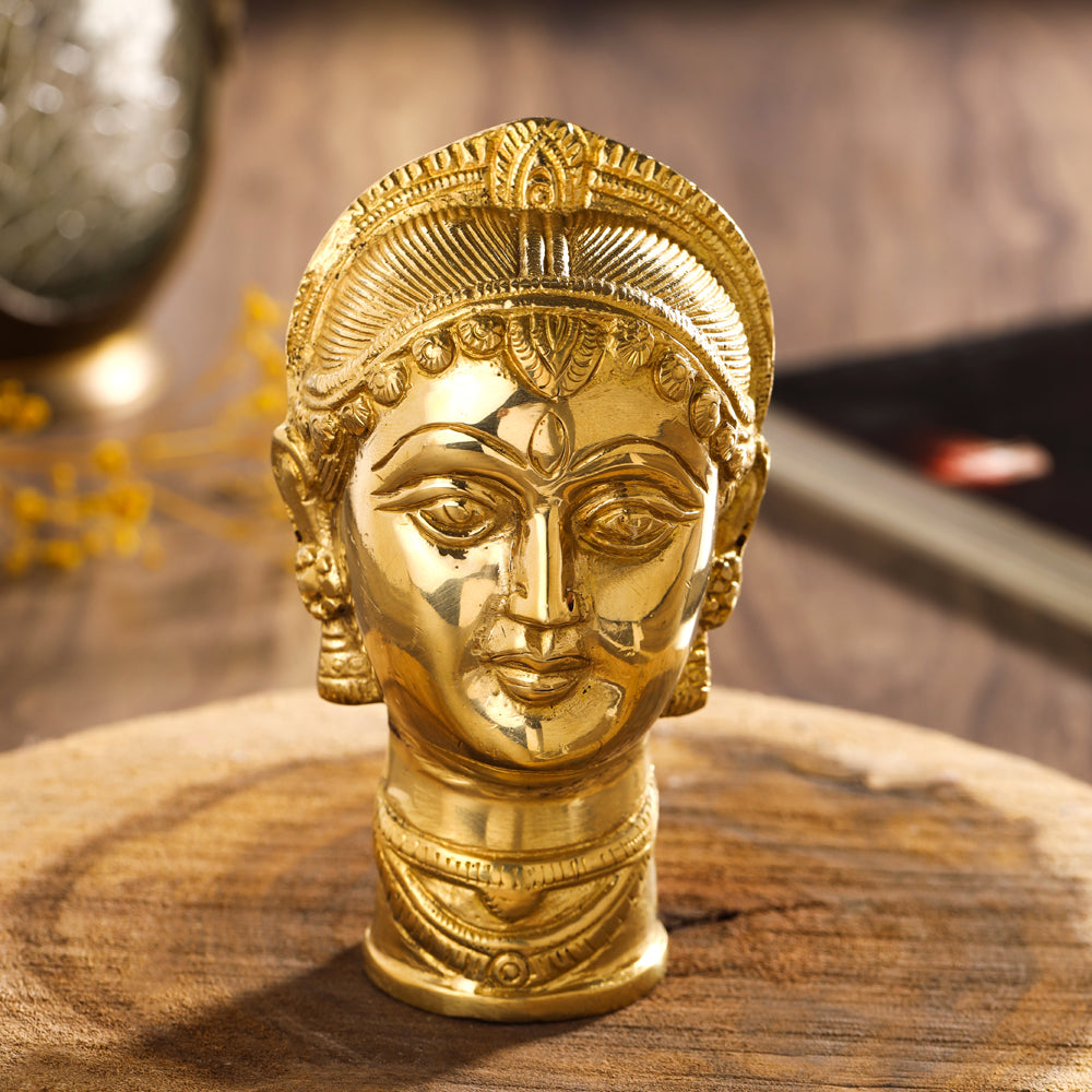 Brass Goddess Parvati Head Idol (5 Inch) Vedansh Craft