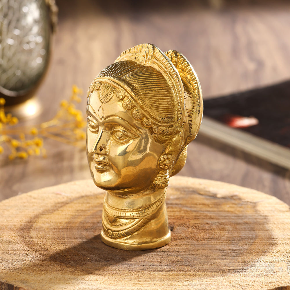 Brass Goddess Parvati Head Idol (5 Inch) Vedansh Craft