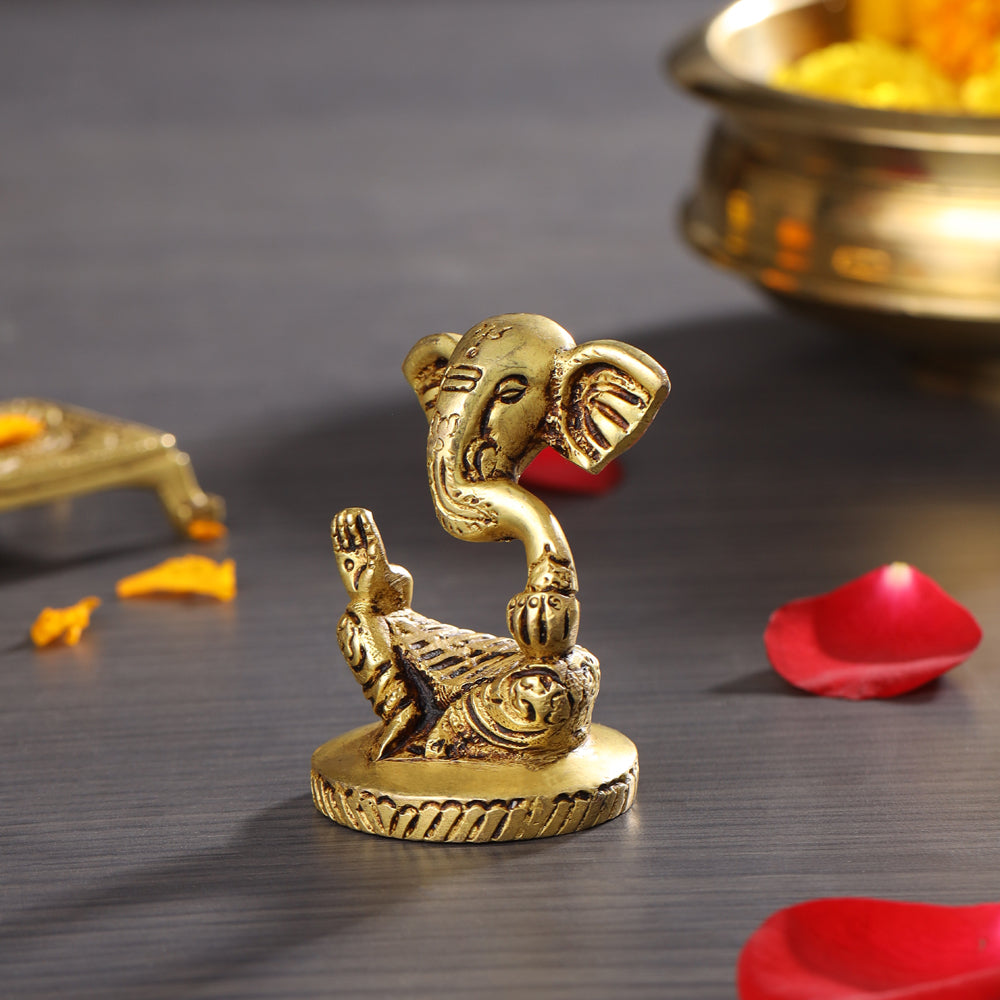 Brass Modern Ganesha Table Top Idol (2.7 Inch) Vedansh Craft