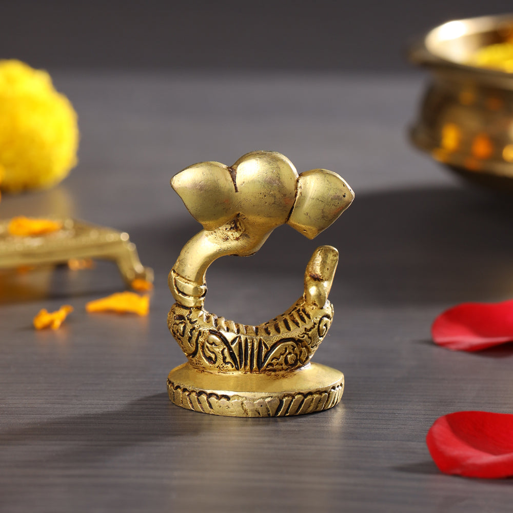 Brass Modern Ganesha Table Top Idol (2.7 Inch) Vedansh Craft