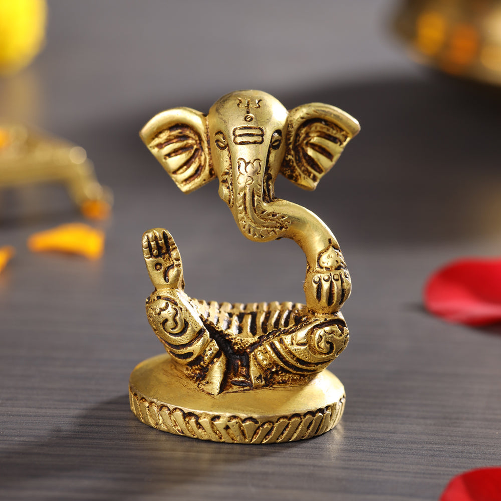 Brass Modern Ganesha Table Top Idol (2.7 Inch) Vedansh Craft