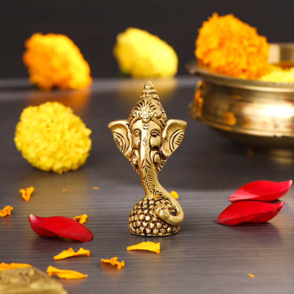 Brass Modern Ganesha Table Top Idol (3.5 Inch) Vedansh Craft