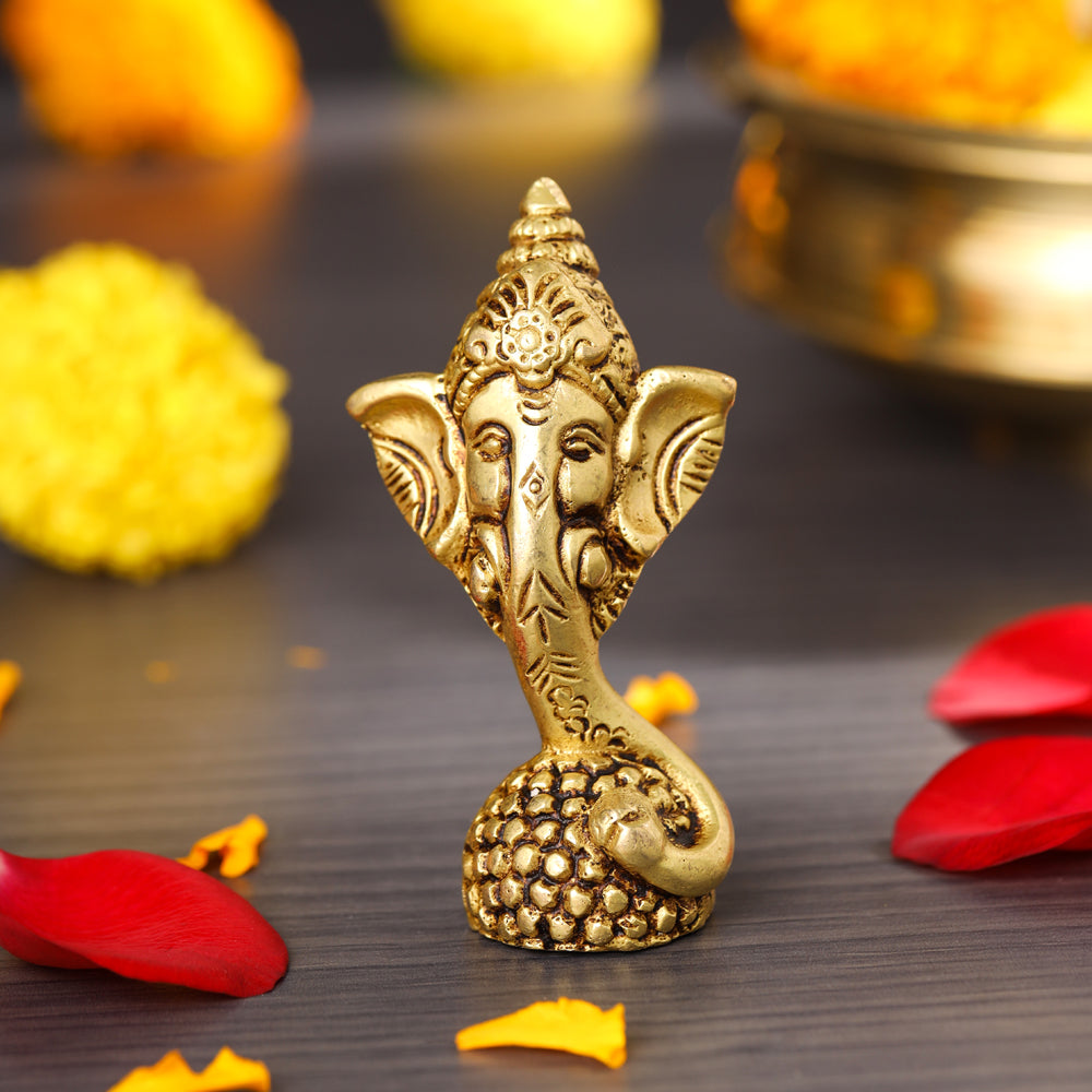 Brass Modern Ganesha Table Top Idol (3.5 Inch) Vedansh Craft