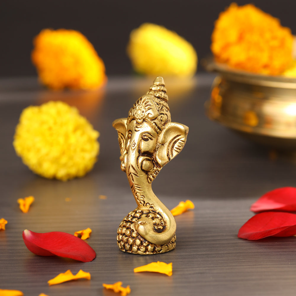Brass Modern Ganesha Table Top Idol (3.5 Inch) Vedansh Craft