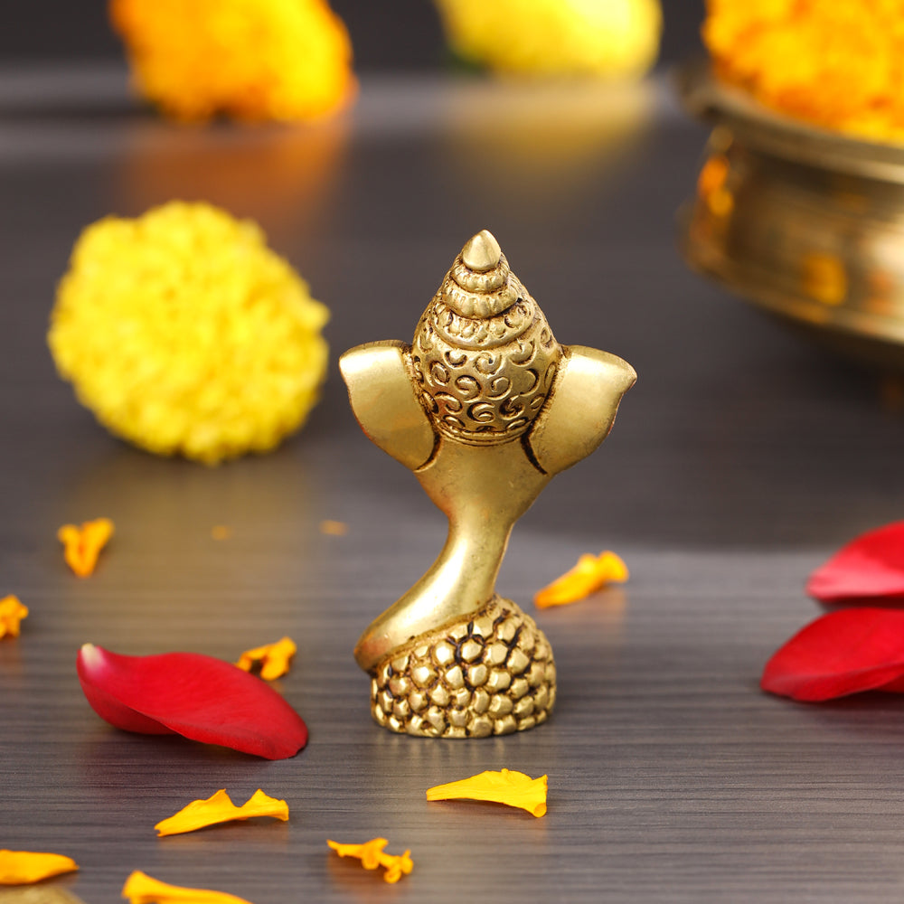 Brass Modern Ganesha Table Top Idol (3.5 Inch) Vedansh Craft